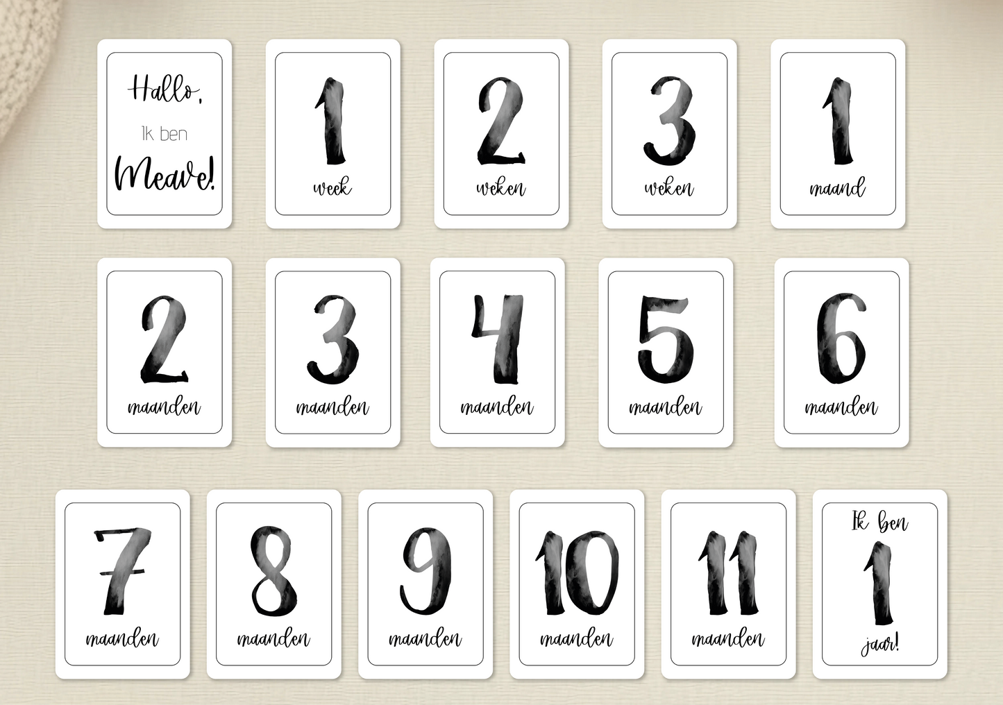 Mijlpaalkaarten - Aquarel Zwart