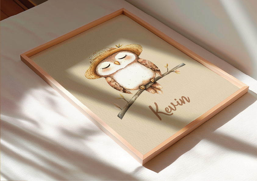 Dromerig Uiltje - Woodland Poster - Personaliseerbaar