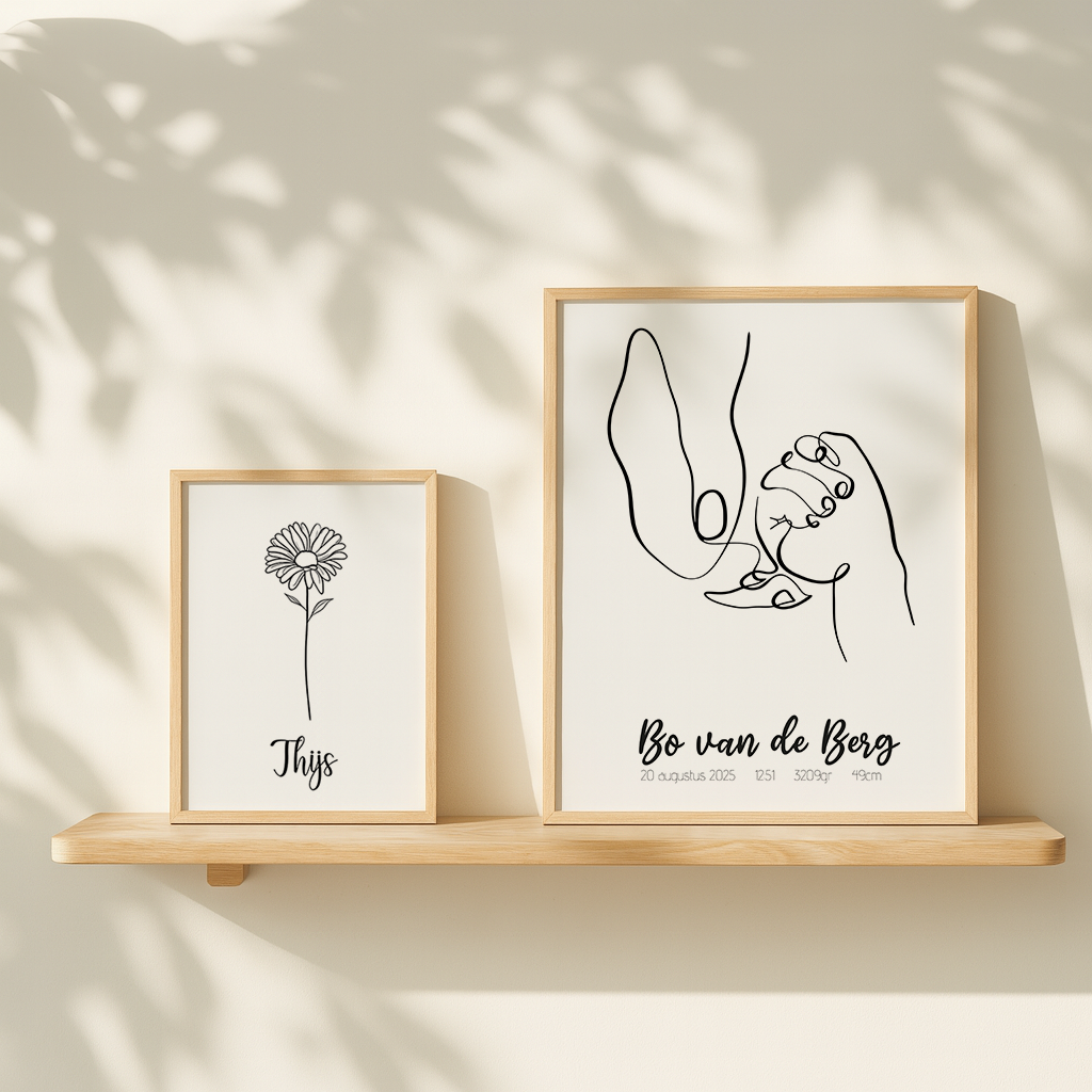 Geboortebloem met Naam Poster