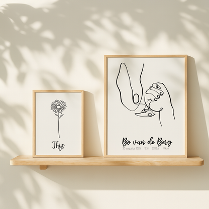 Geboortebloem met Naam Poster