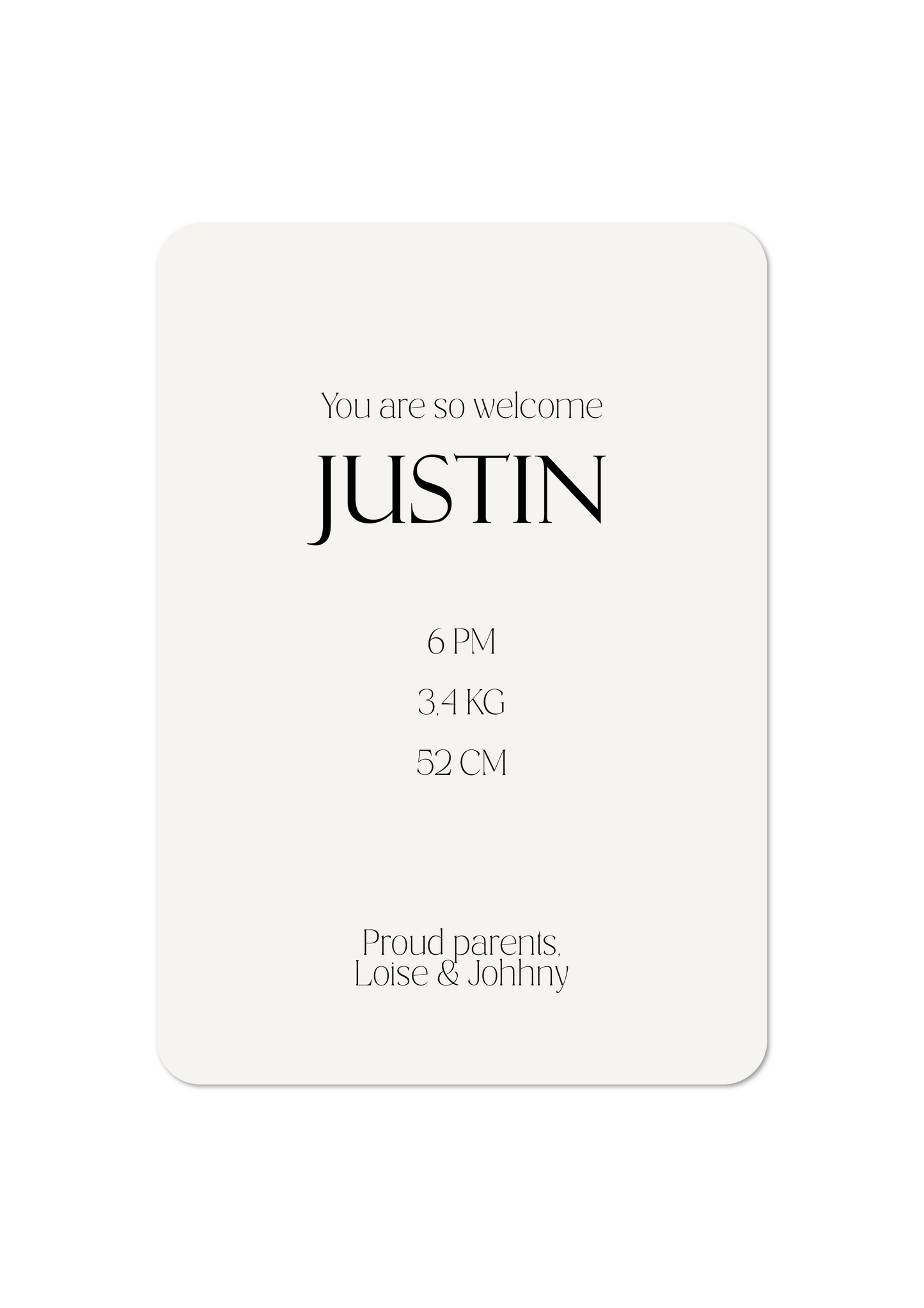 Baby op arm - Geboortekaartje