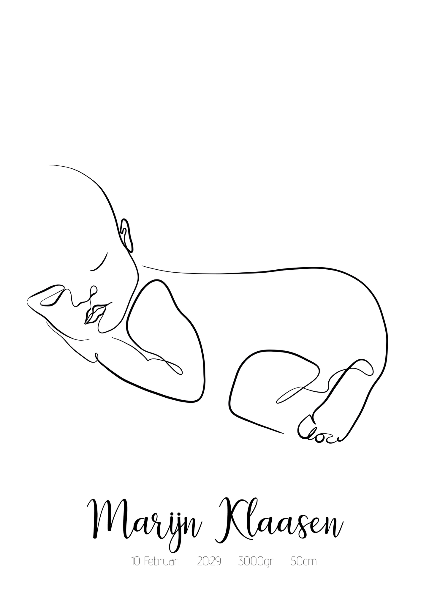 Geboorte Lijntekening Dromerige Baby