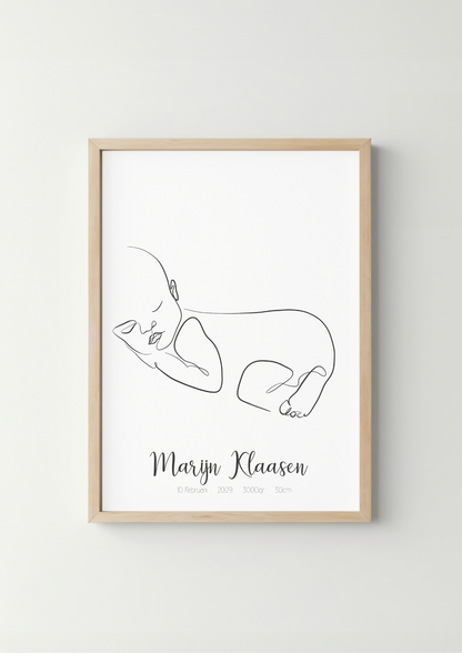 Geboorte Lijntekening Dromerige Baby