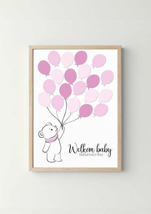 Gastenboek Beertje Blauw/Roze- Babyshower