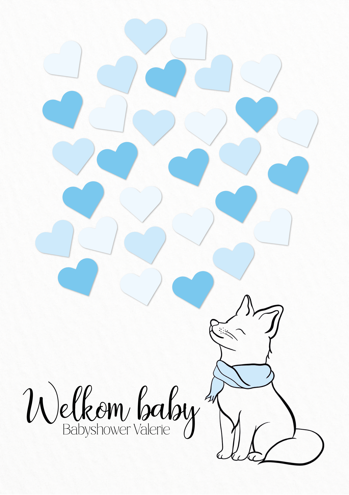 Gastenboek Vos Blauw/Roze - Babyshower