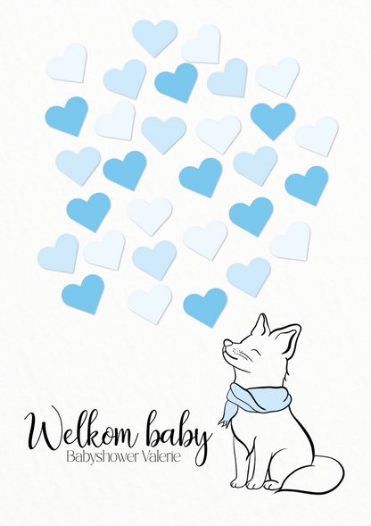 Gastenboek Vos Blauw/Roze - Babyshower