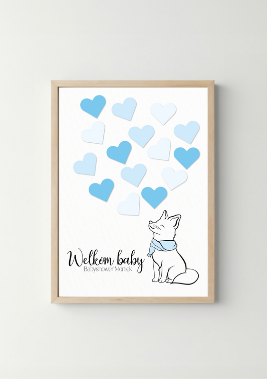 Gastenboek Vos Blauw/Roze - Babyshower