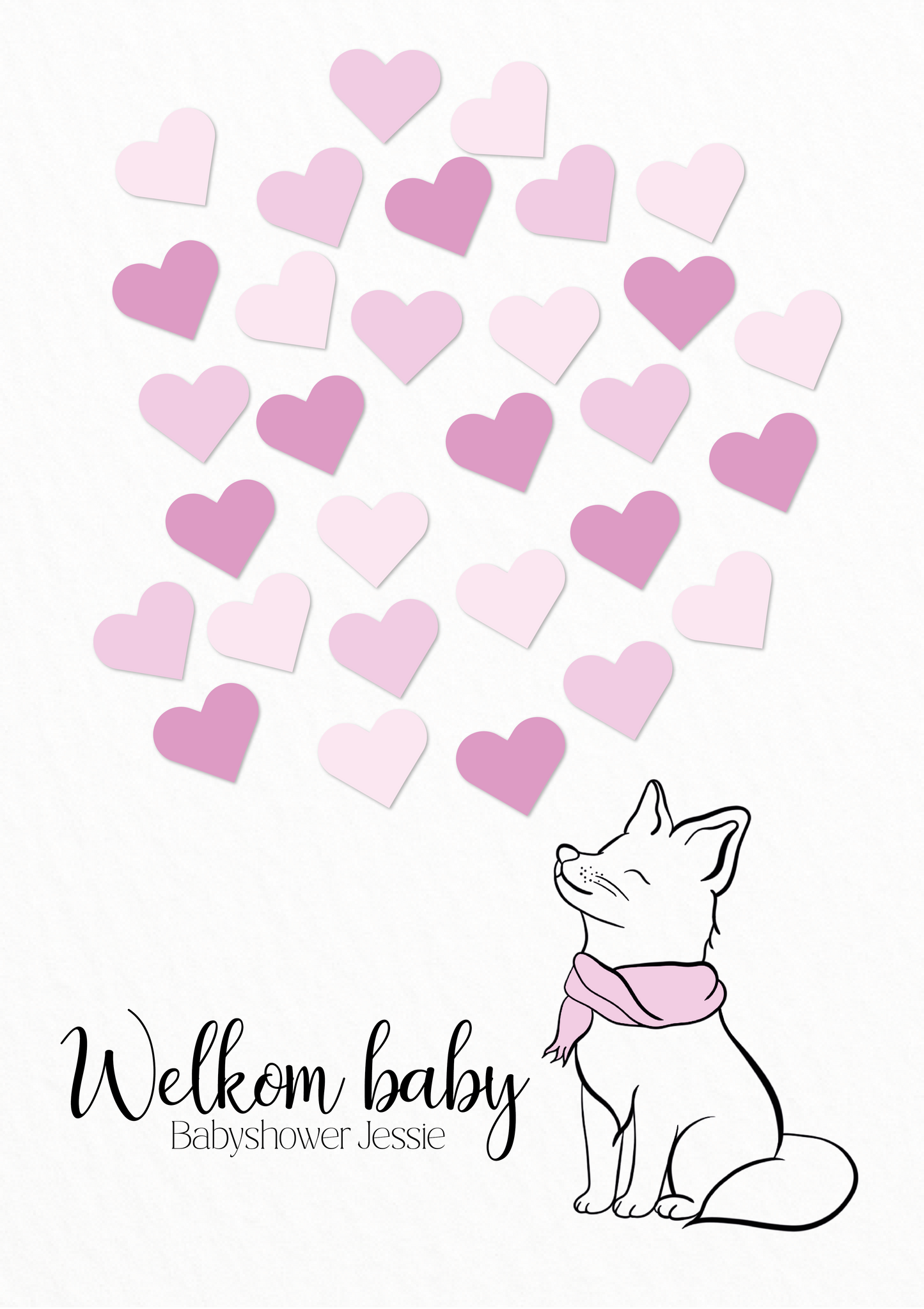 Gastenboek Vos Blauw/Roze - Babyshower