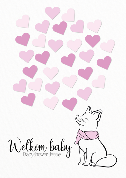 Gastenboek Vos Blauw/Roze - Babyshower