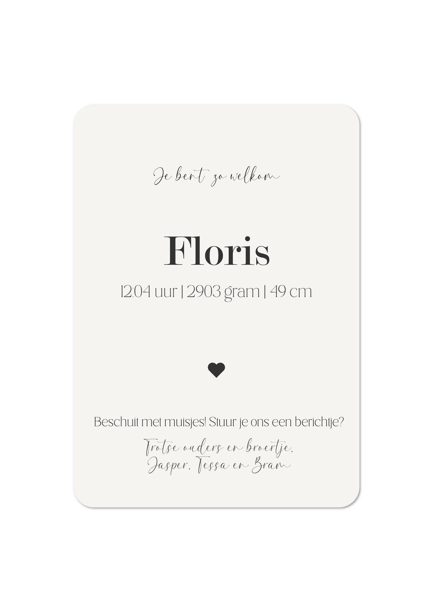 Broertje kusje - Geboortekaartje