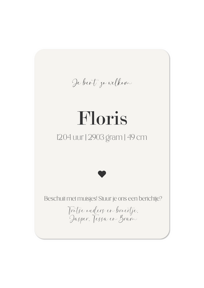 Broertje kusje - Geboortekaartje