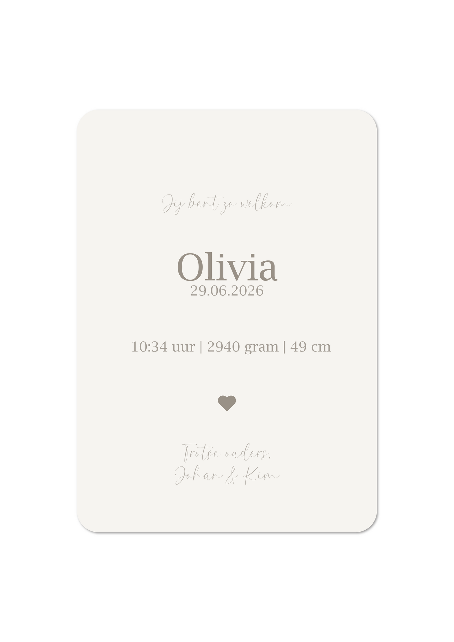 Baby met moeder en kat - Geboortekaartje