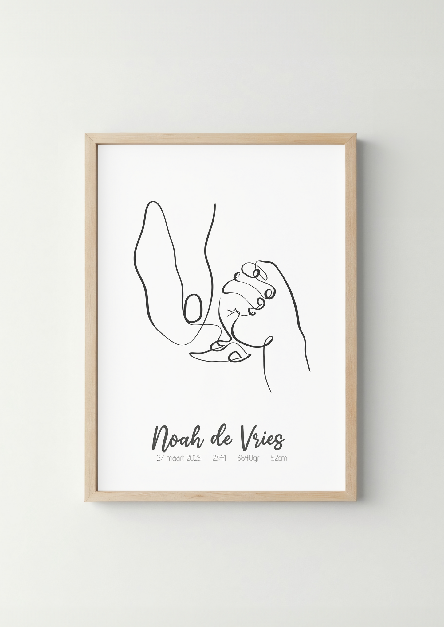 Lijntekening Baby Handjes Poster