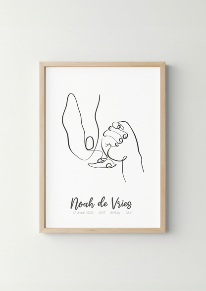 Lijntekening Baby Handjes Poster