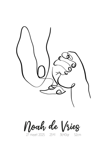 Lijntekening Baby Handjes Poster