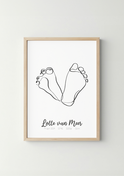 Lijntekening Baby Voetjes Poster