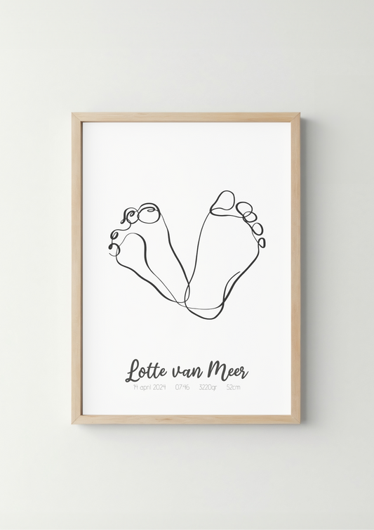 Lijntekening Baby Voetjes Poster