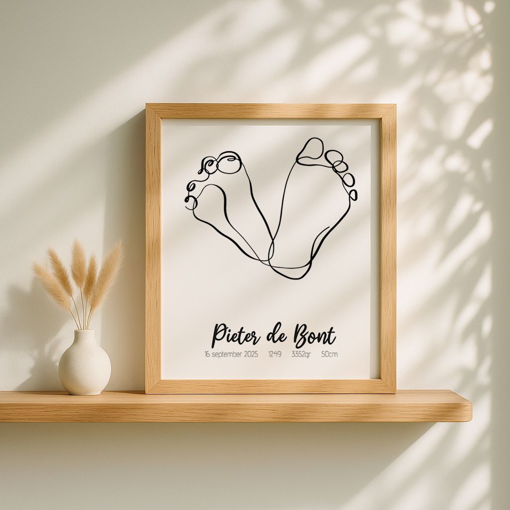 Lijntekening Baby Voetjes Poster