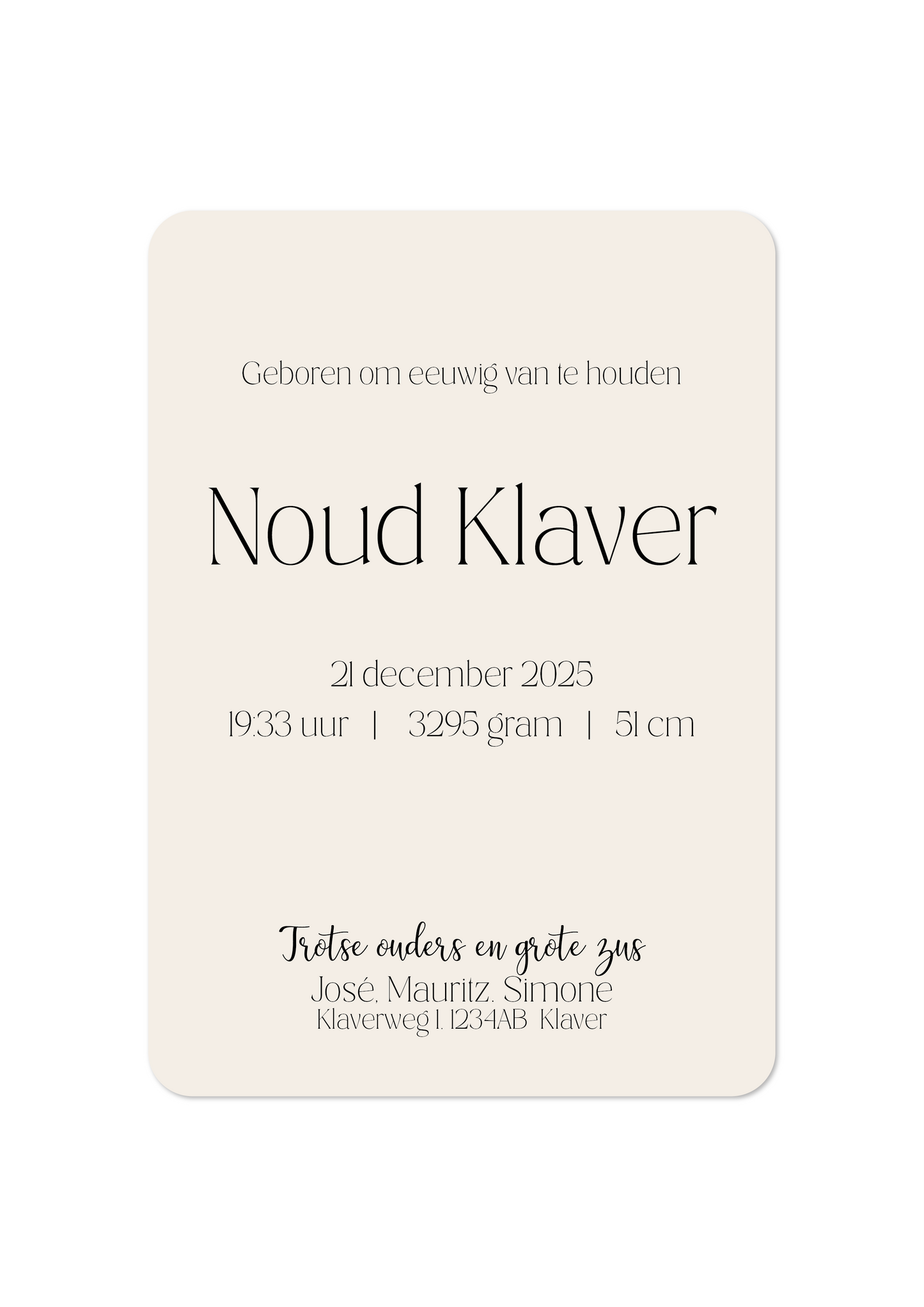 Van foto naar lijntekening - geboortekaartje op maat