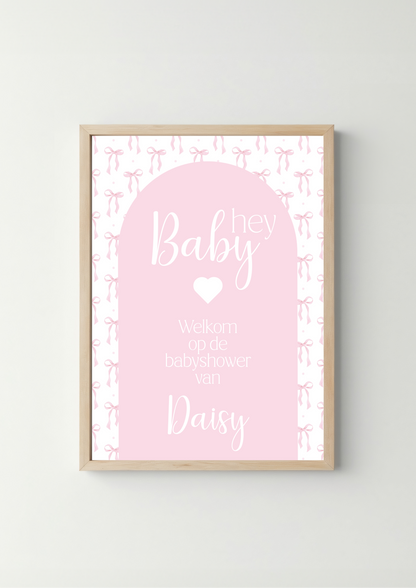Welkomsposter blauw/roze- Babyshower