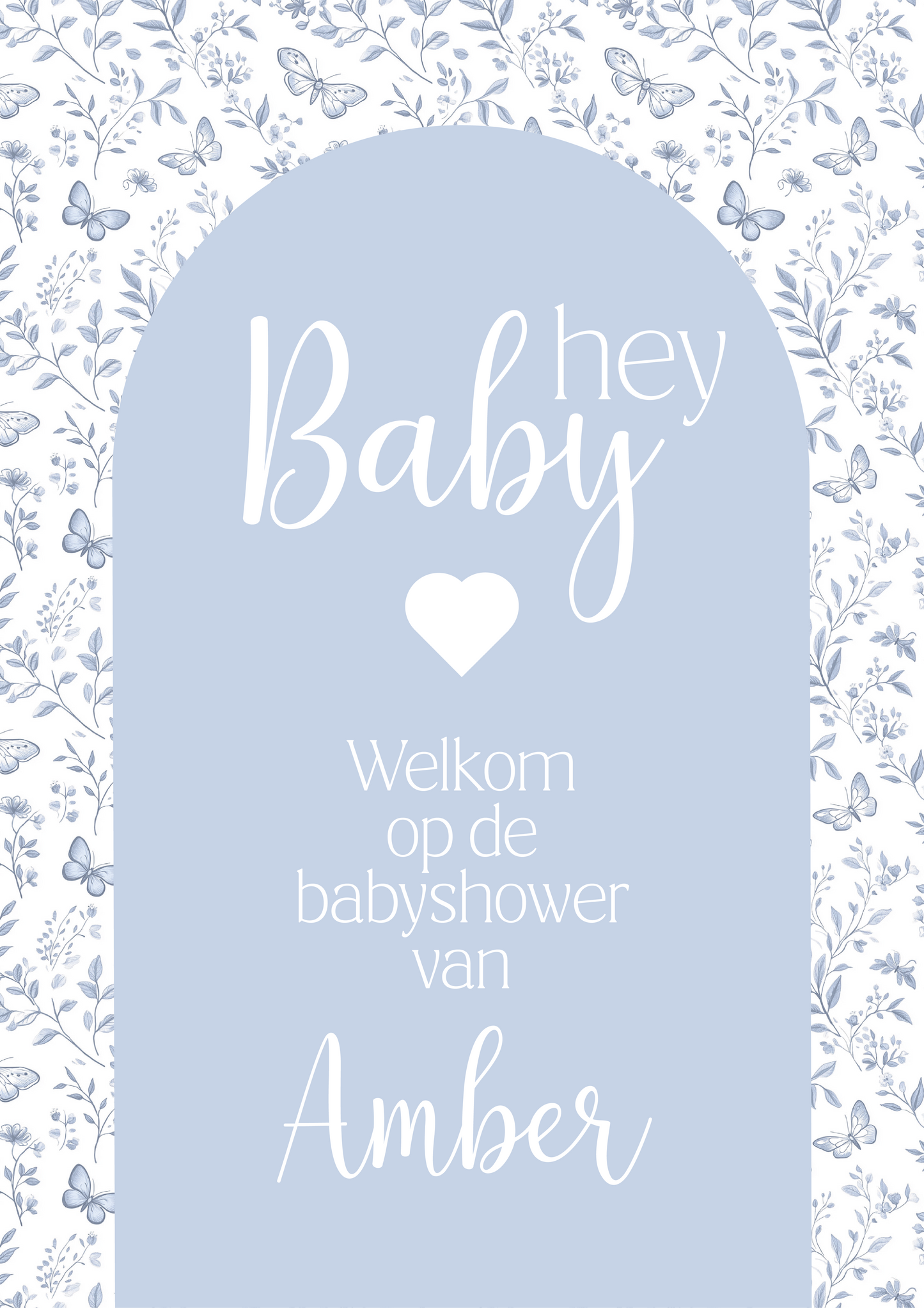 Welkomsposter blauw/roze- Babyshower