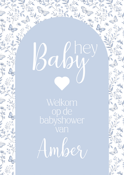 Welkomsposter blauw/roze- Babyshower