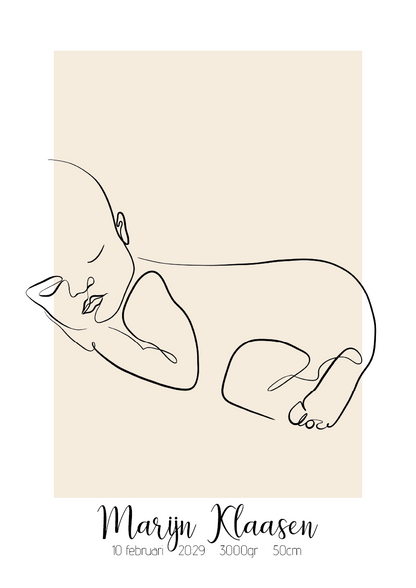 Geboorte Lijntekening Dromerige Baby