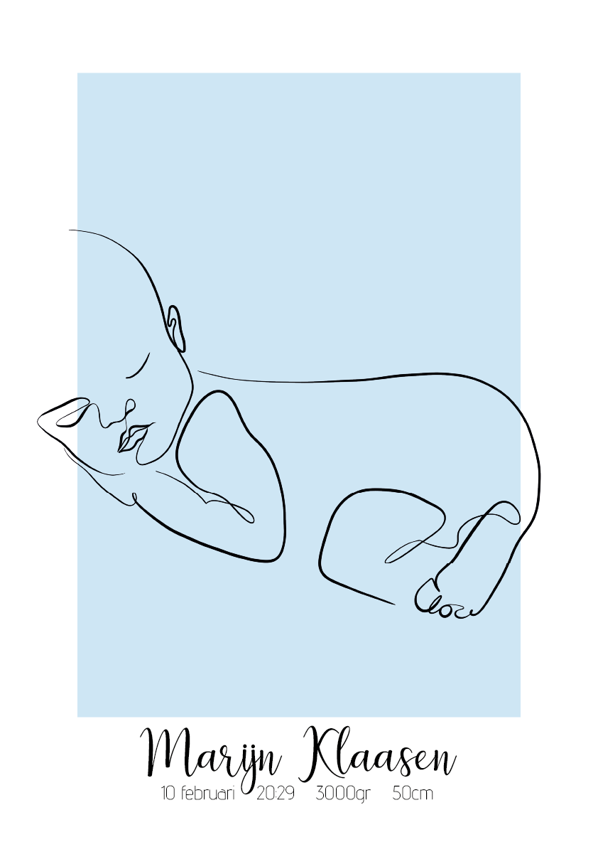Geboorte Lijntekening Dromerige Baby