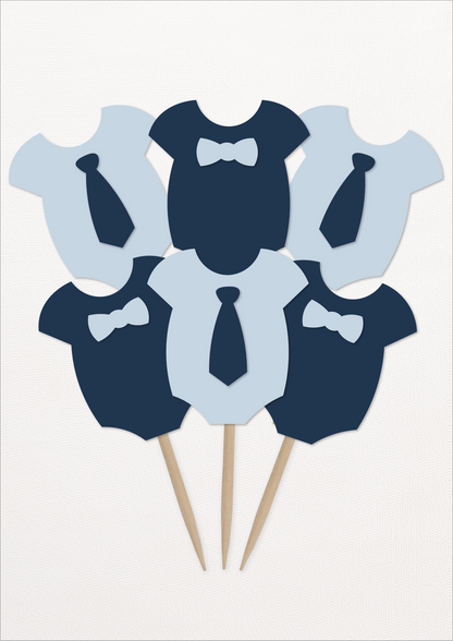 Cupcake Topper Jongen Blauw/Zwart