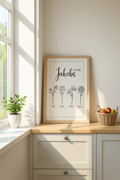 Geboortebloem Gezin Poster