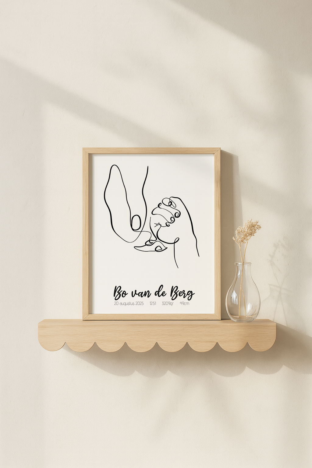 Lijntekening Baby Handjes Poster