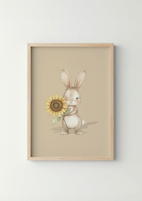 Zonnig Konijntje - Woodland Poster - Personaliseerbaar