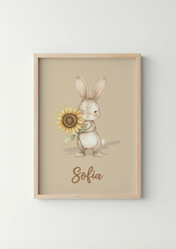 Zonnig Konijntje - Woodland Poster - Personaliseerbaar