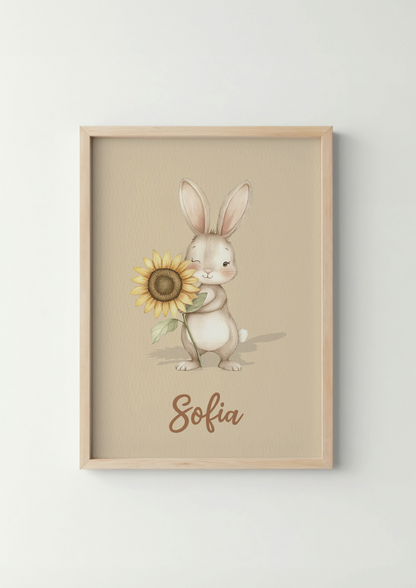 Zonnig Konijntje - Woodland Poster - Personaliseerbaar