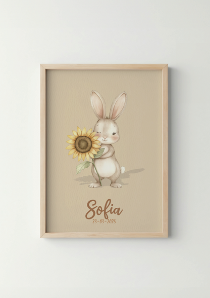 Zonnig Konijntje - Woodland Poster - Personaliseerbaar