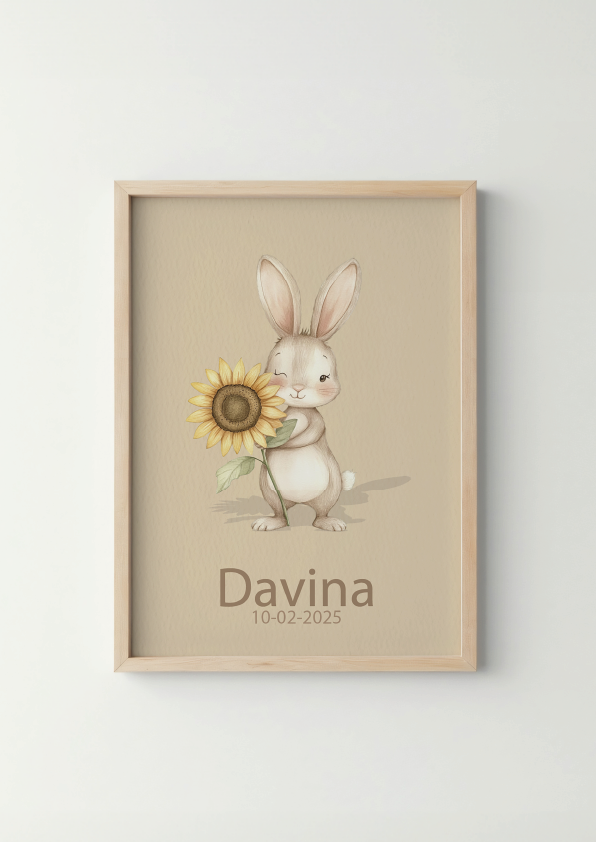 Zonnig Konijntje - Woodland Poster - Personaliseerbaar
