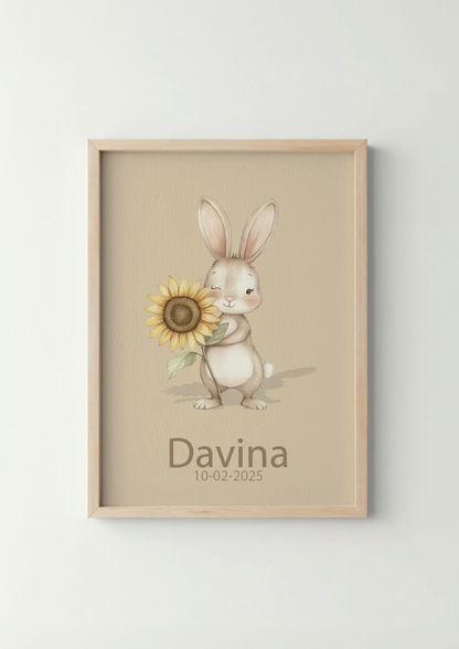 Zonnig Konijntje - Woodland Poster - Personaliseerbaar