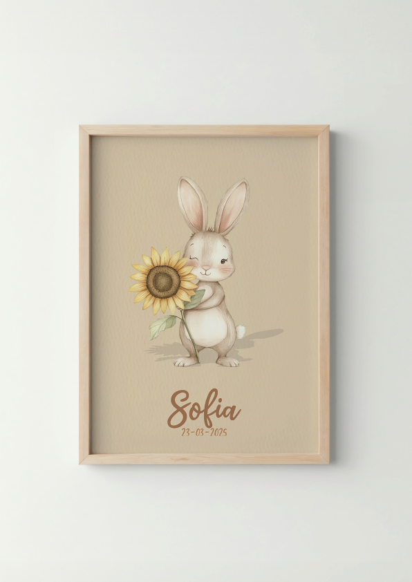 Zonnig Konijntje - Woodland Poster - Personaliseerbaar
