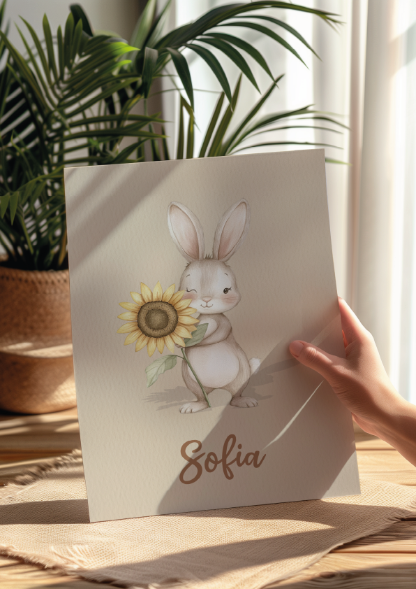 Zonnig Konijntje - Woodland Poster - Personaliseerbaar