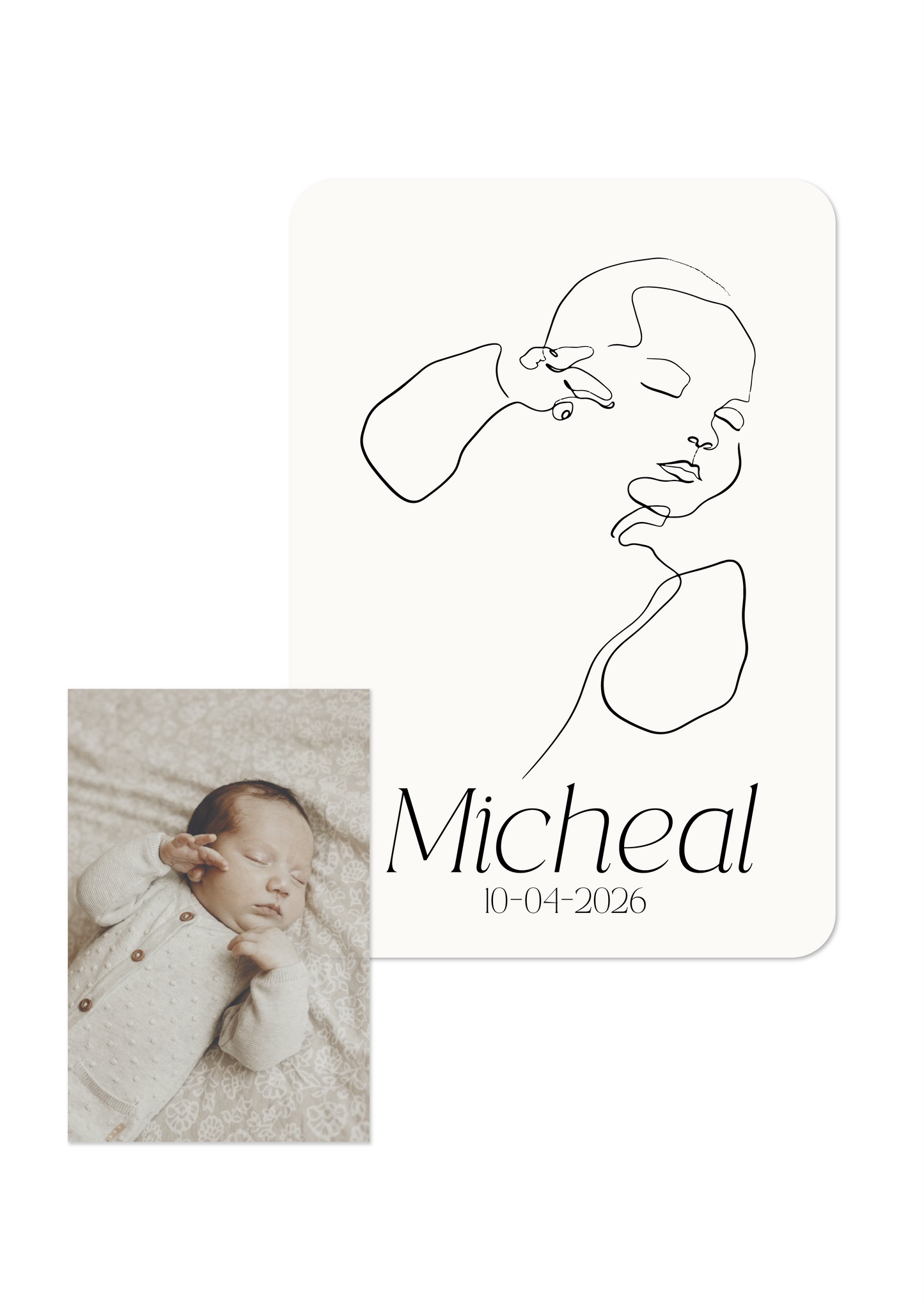 Van foto naar lijntekening - geboortekaartje op maat