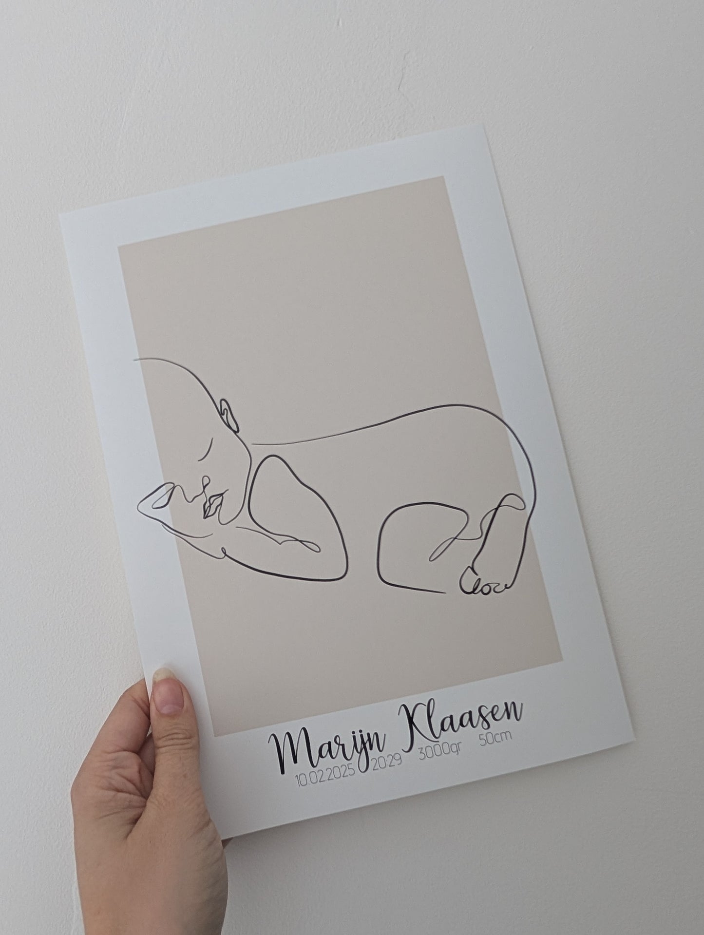 Geboorte Lijntekening Dromerige Baby