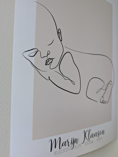 Geboorte Lijntekening Dromerige Baby