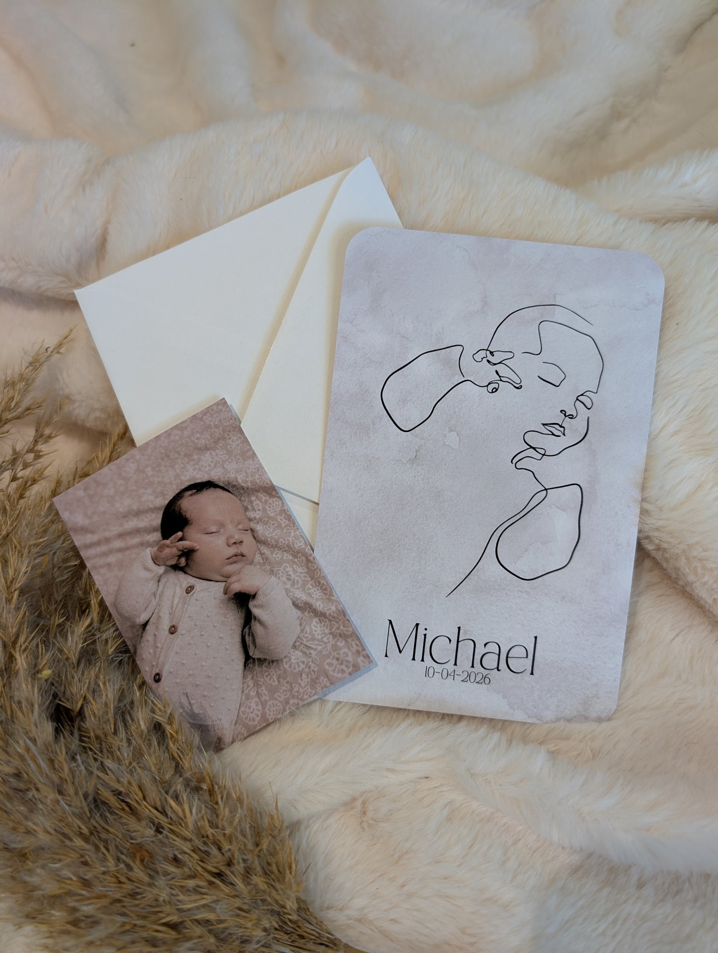 Van foto naar lijntekening - geboortekaartje op maat