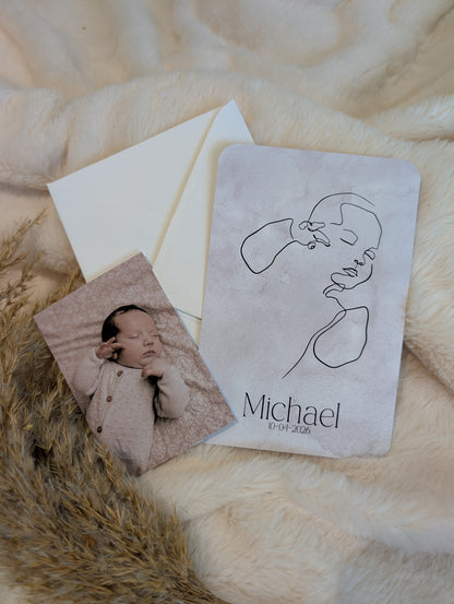 Van foto naar lijntekening - geboortekaartje op maat