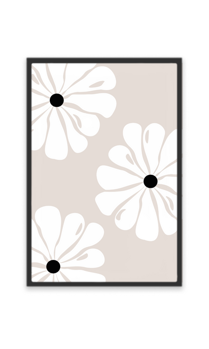 Three Beige Flowers Poster