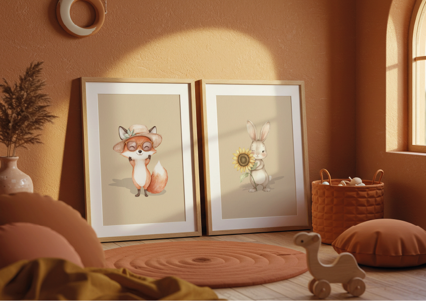 Zonnig Konijntje - Woodland Poster - Personaliseerbaar