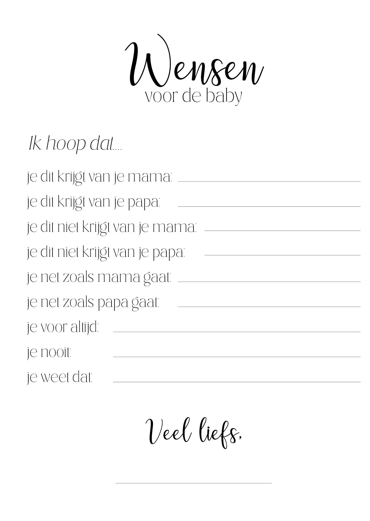 Wenskaarten - Babyshower